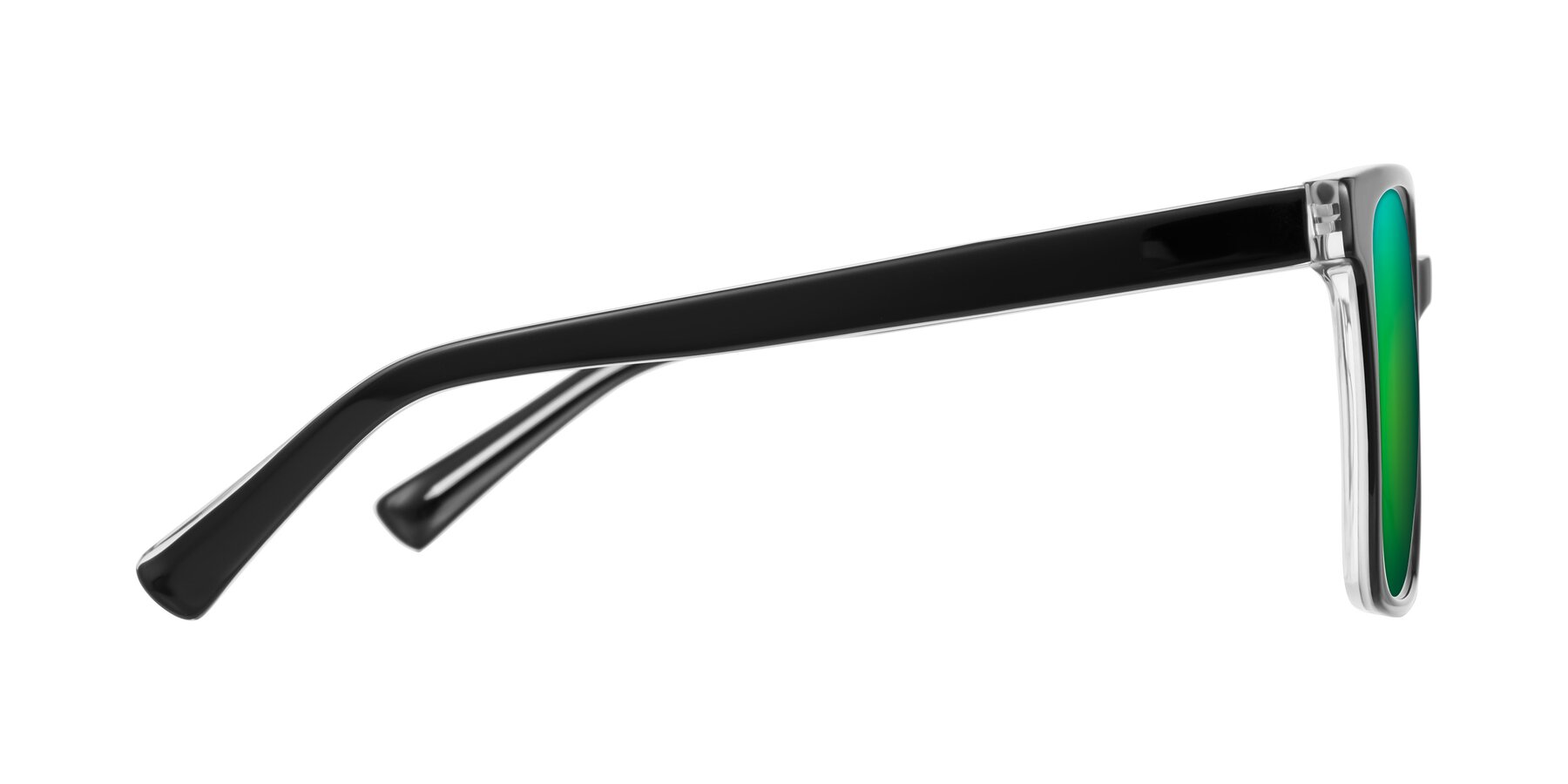 Side of Donegal in Black/Clear with Green Mirrored Lenses