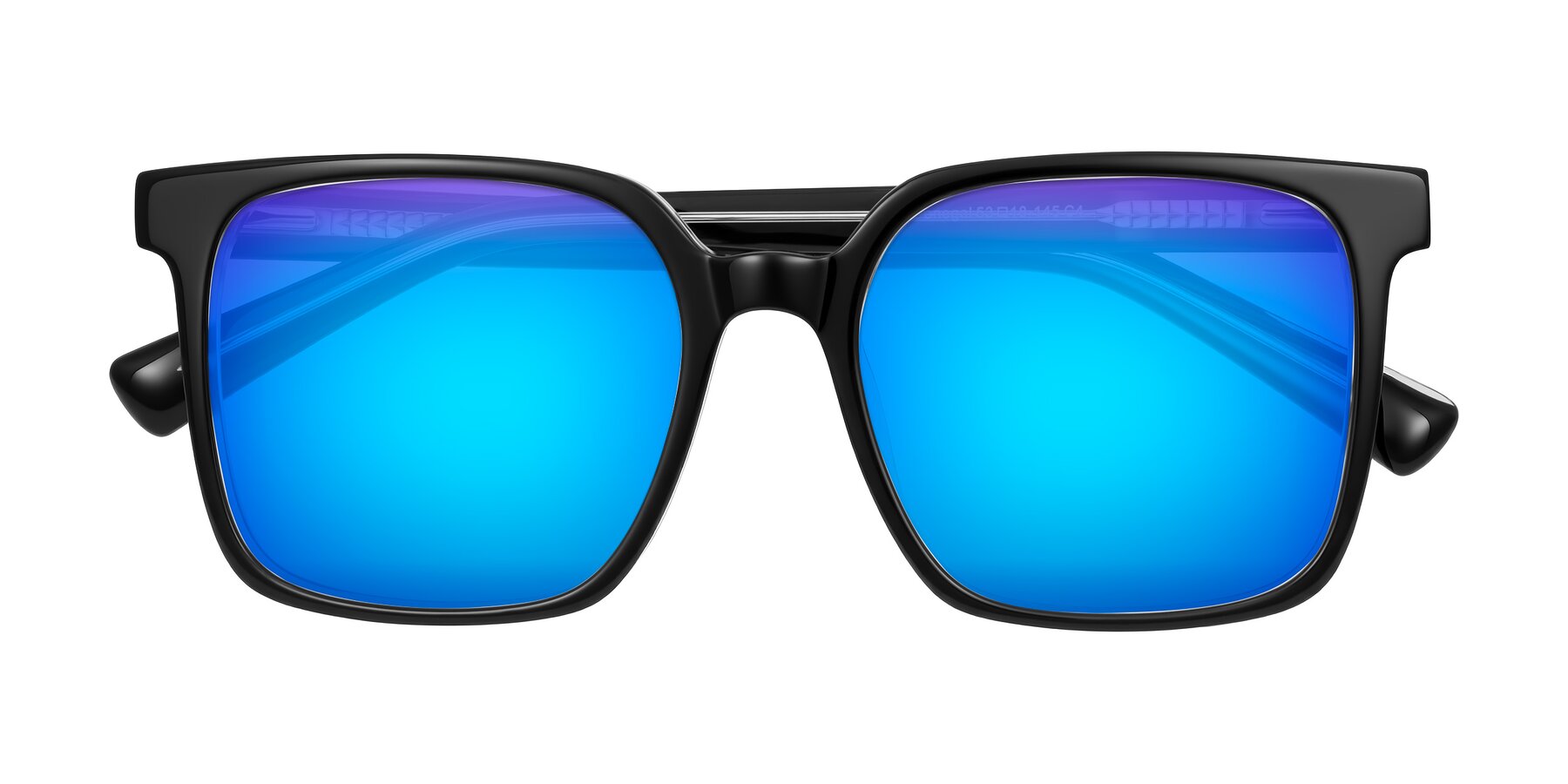 Folded Front of Donegal in Black/Clear with Blue Mirrored Lenses