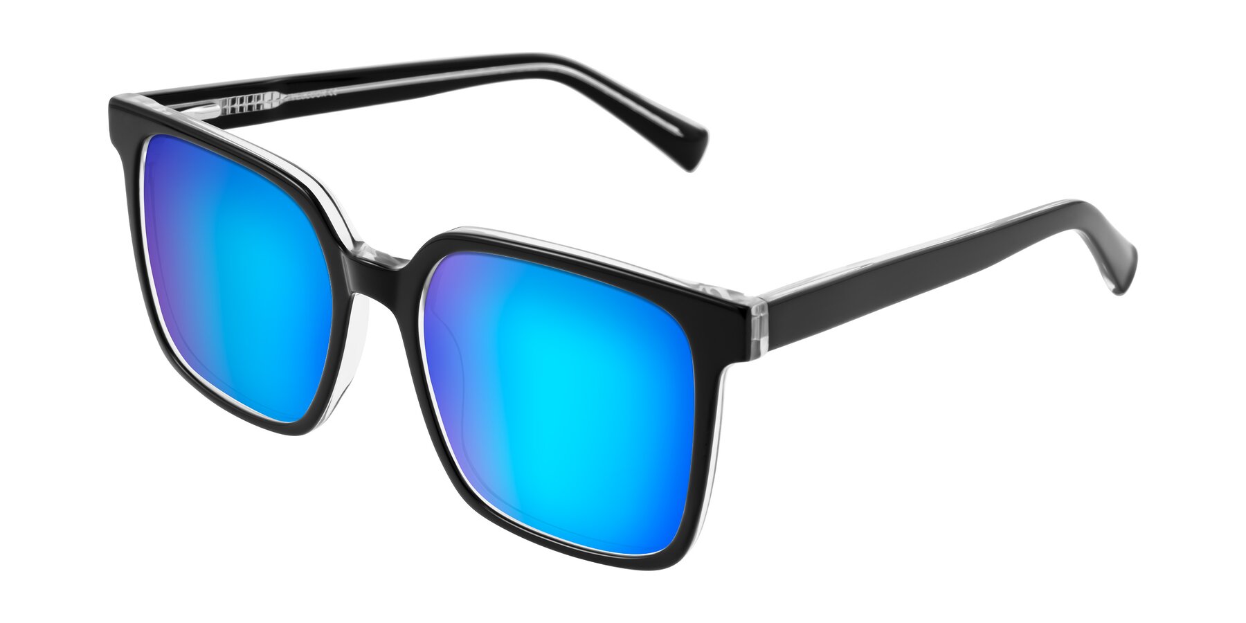 Angle of Donegal in Black/Clear with Blue Mirrored Lenses