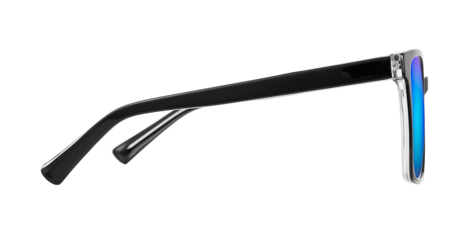Side of Donegal in Black/Clear with Blue Mirrored Lenses