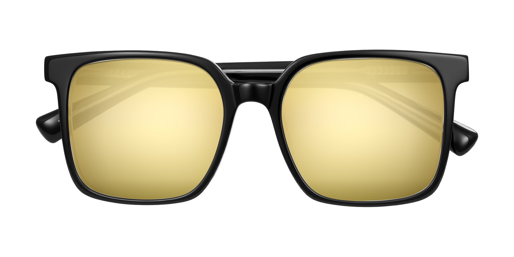 Folded Front of Donegal in Black/Clear with Gold Mirrored Lenses
