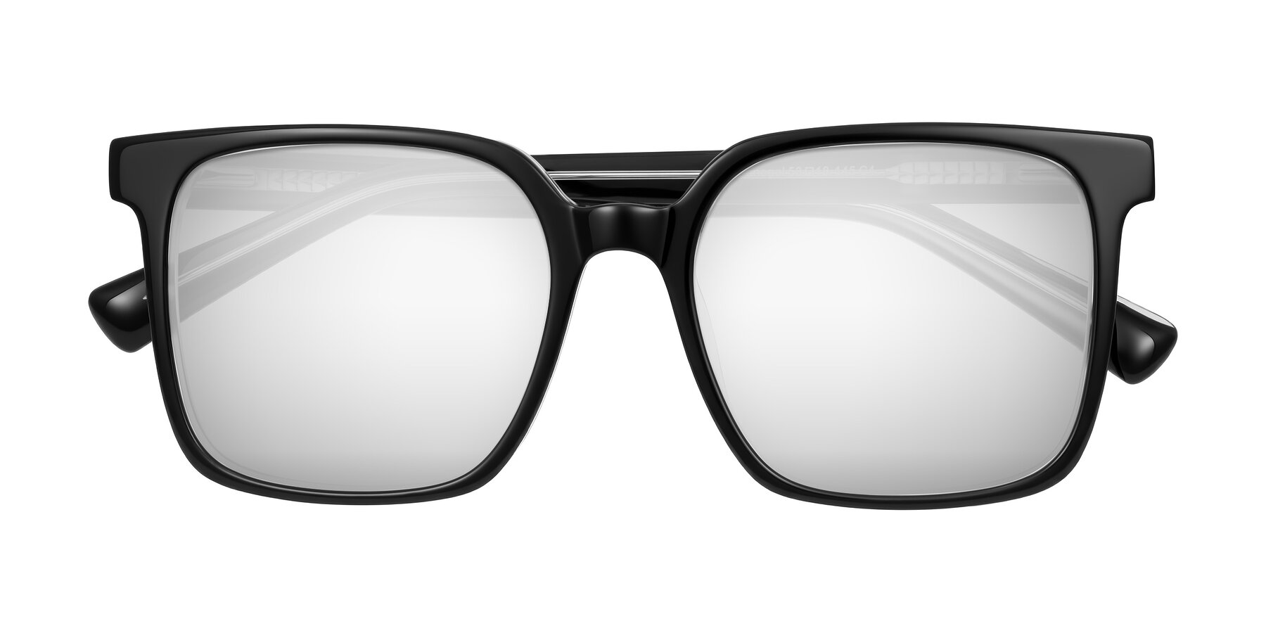Folded Front of Donegal in Black/Clear with Silver Mirrored Lenses