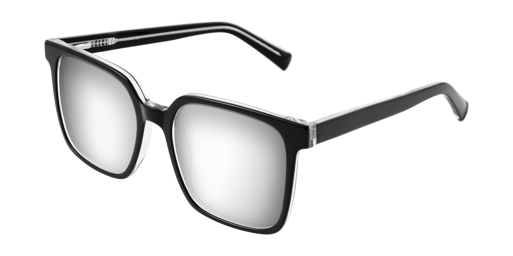 Angle of Donegal in Black/Clear with Silver Mirrored Lenses