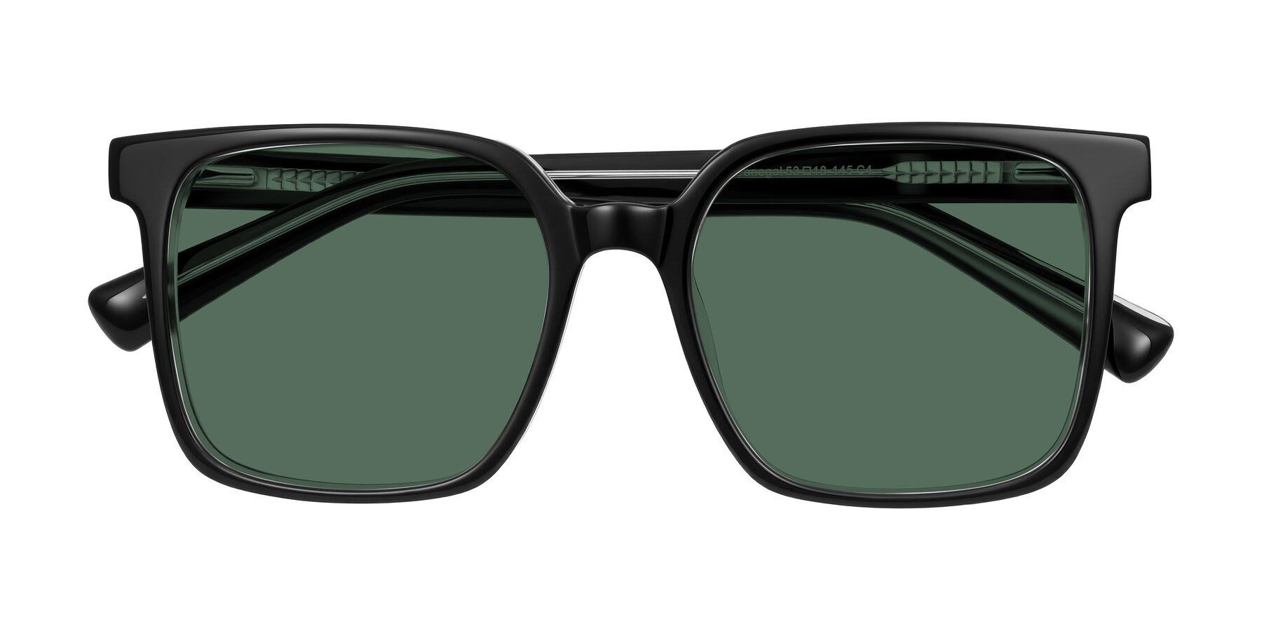 Folded Front of Donegal in Black/Clear with Green Polarized Lenses