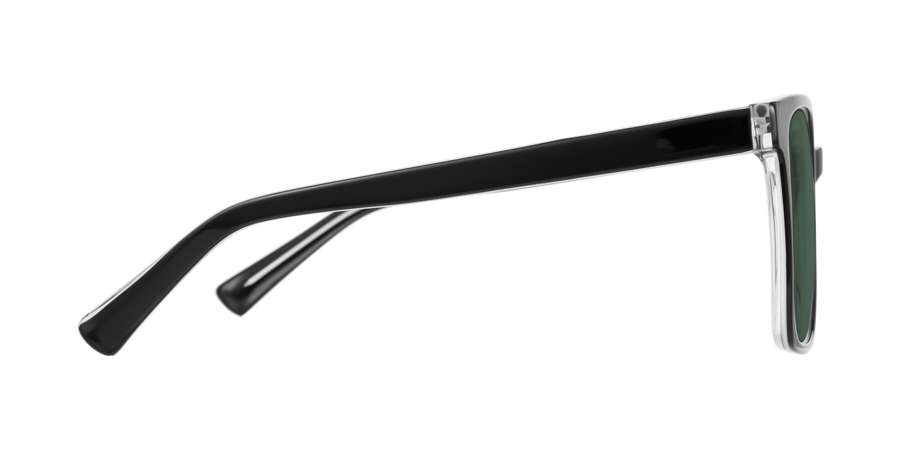 Side of Donegal in Black/Clear with Green Polarized Lenses