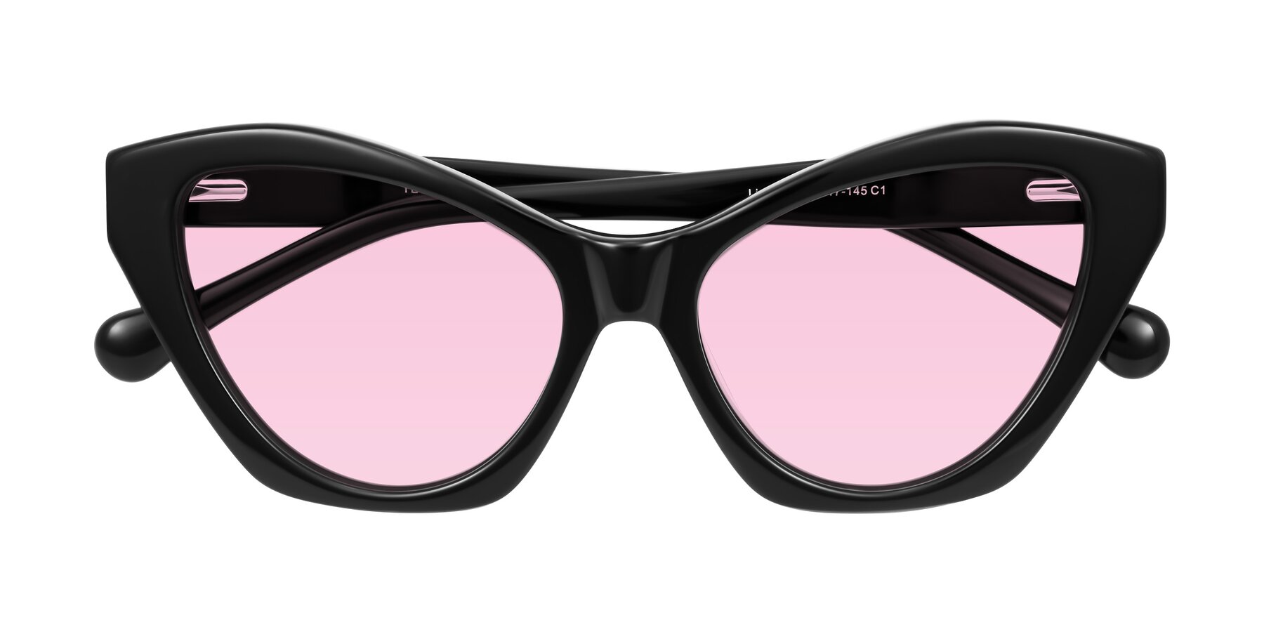 Folded Front of Limerick in Black with Light Pink Tinted Lenses