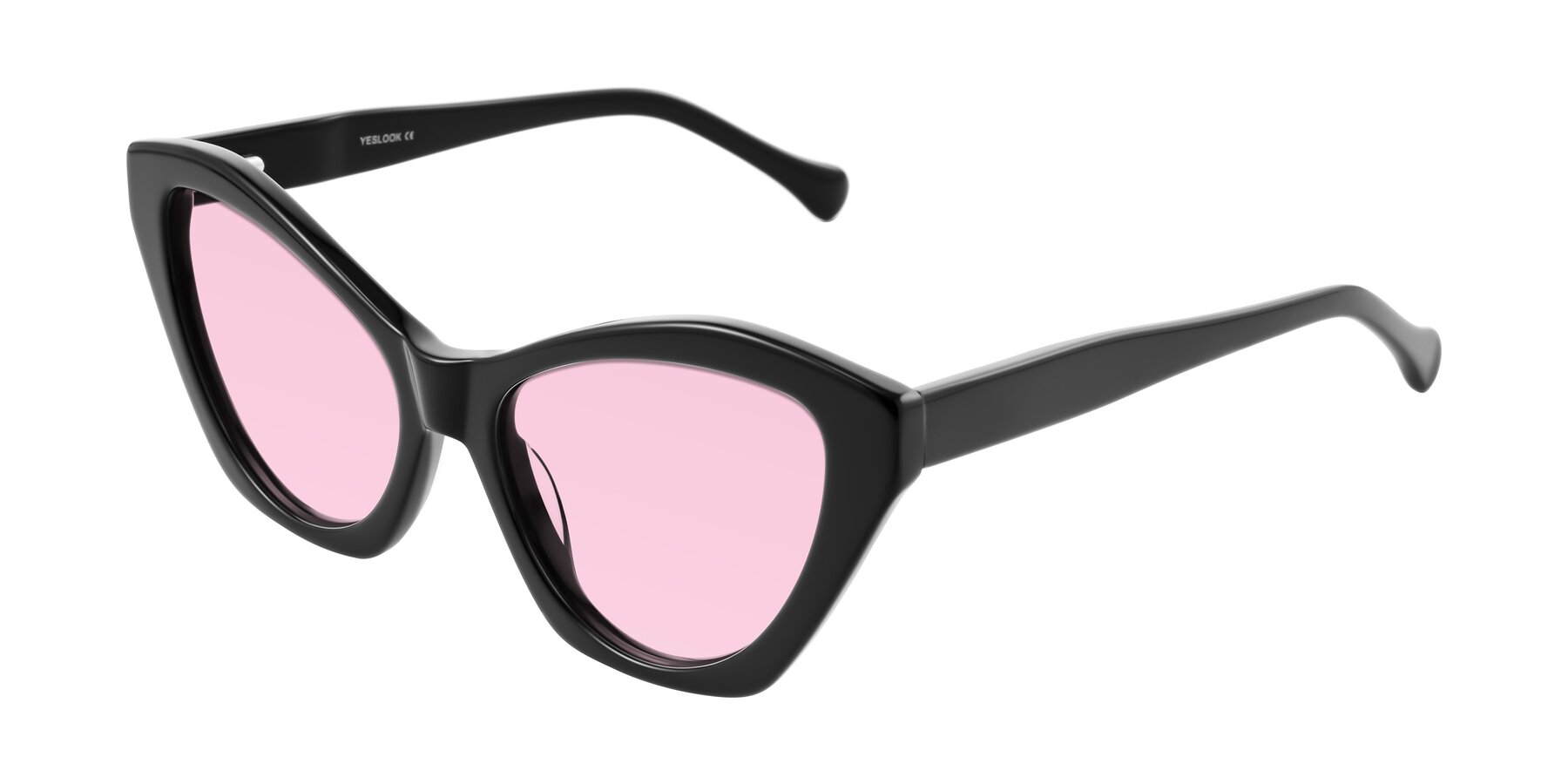 Angle of Limerick in Black with Light Pink Tinted Lenses