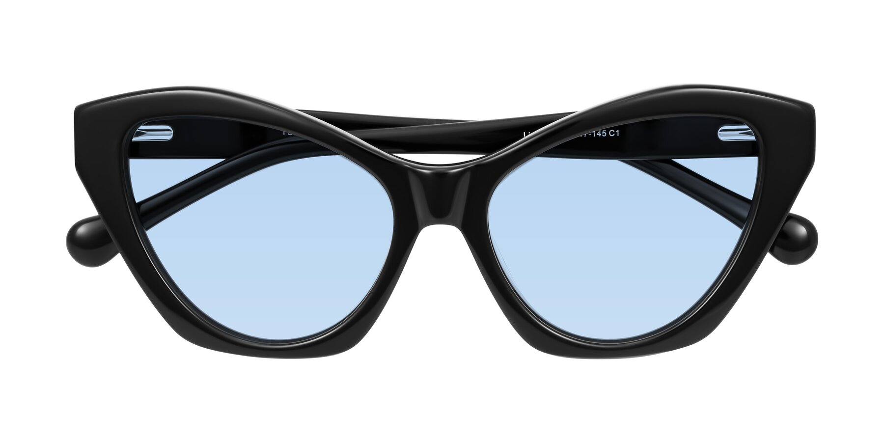 Folded Front of Limerick in Black with Light Blue Tinted Lenses