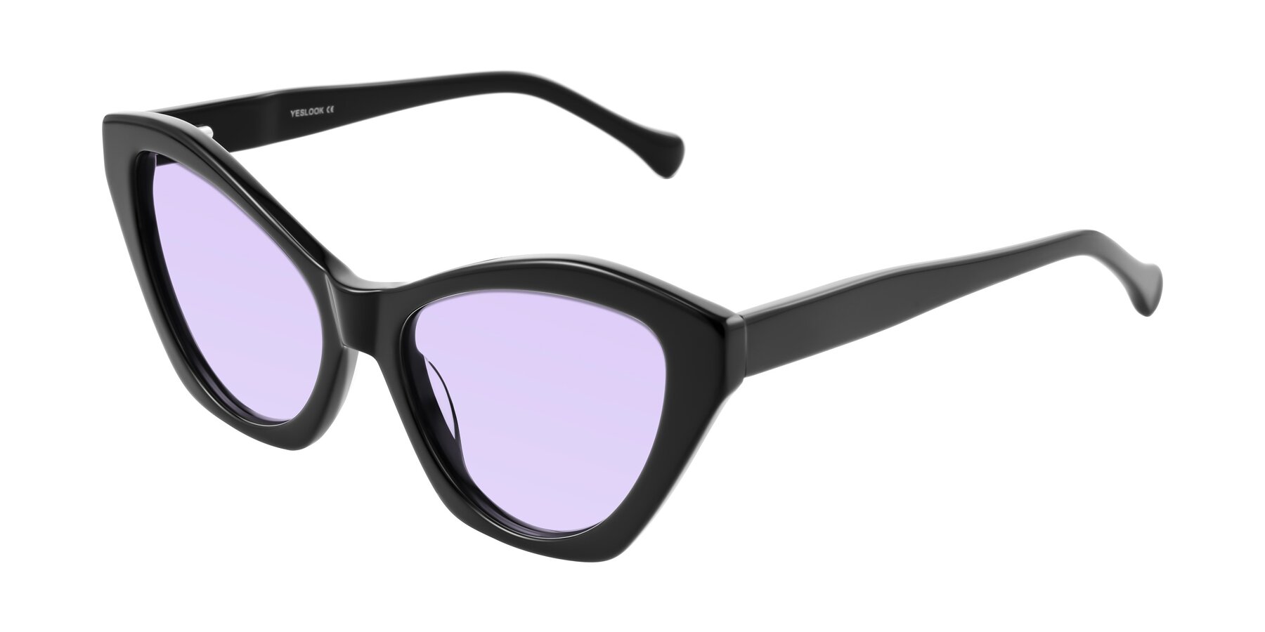 Angle of Limerick in Black with Light Purple Tinted Lenses