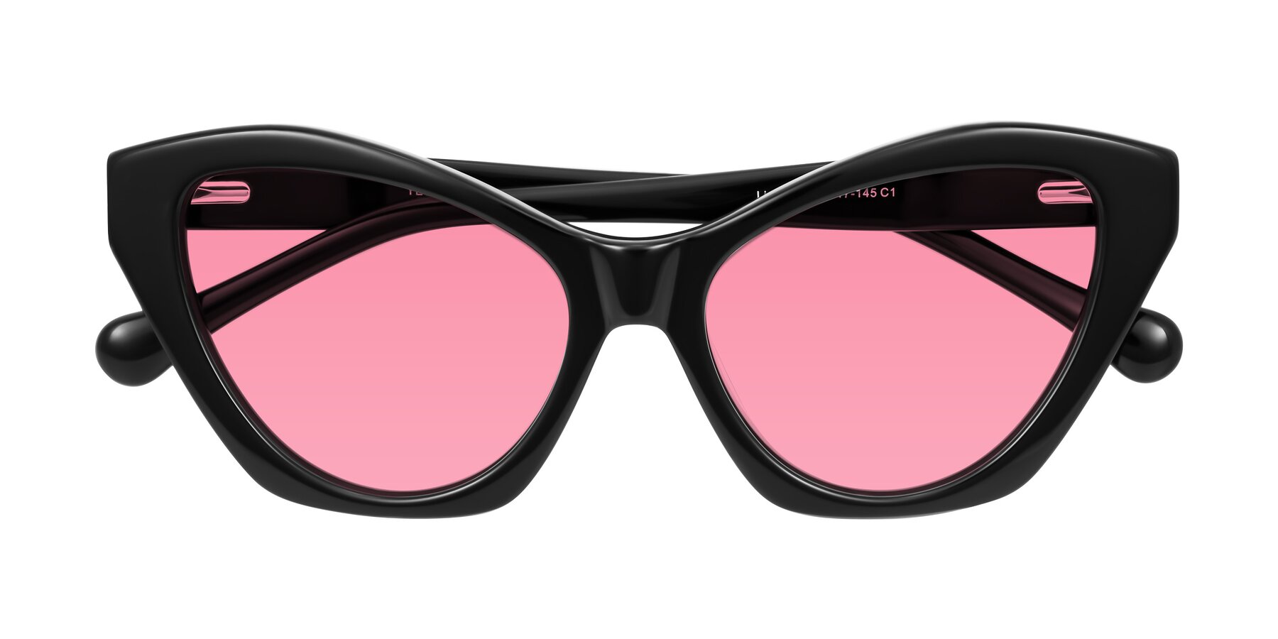 Folded Front of Limerick in Black with Pink Tinted Lenses