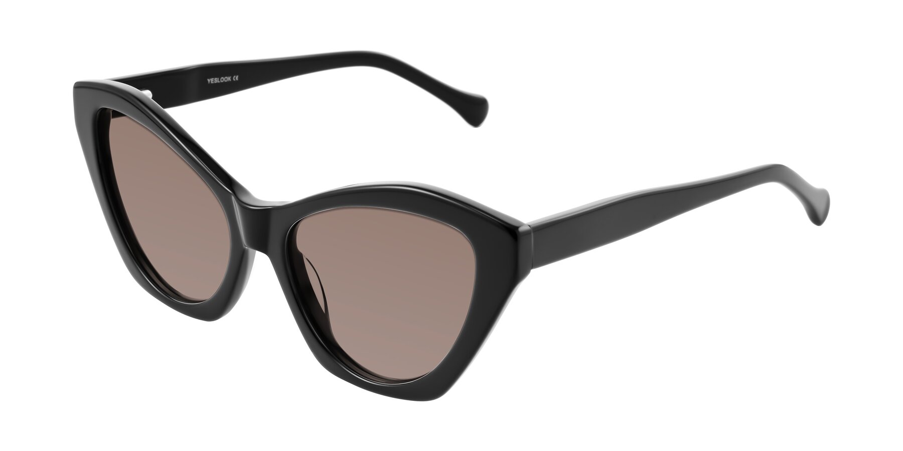 Angle of Limerick in Black with Medium Brown Tinted Lenses