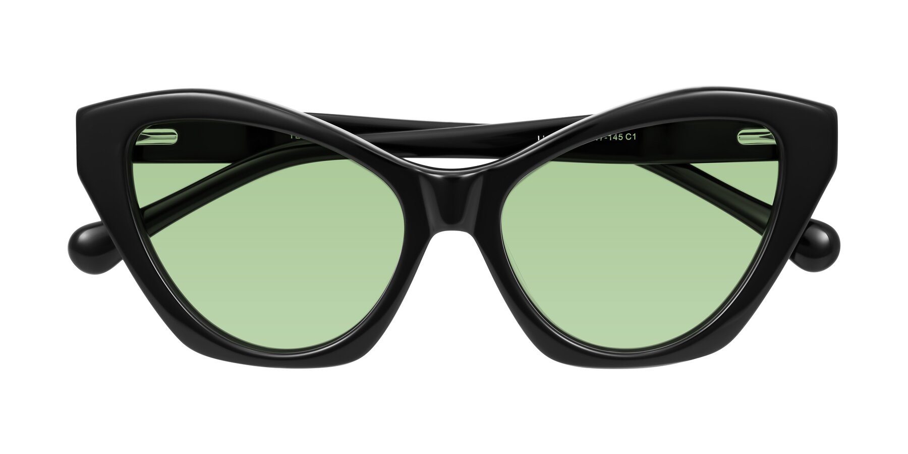 Folded Front of Limerick in Black with Medium Green Tinted Lenses