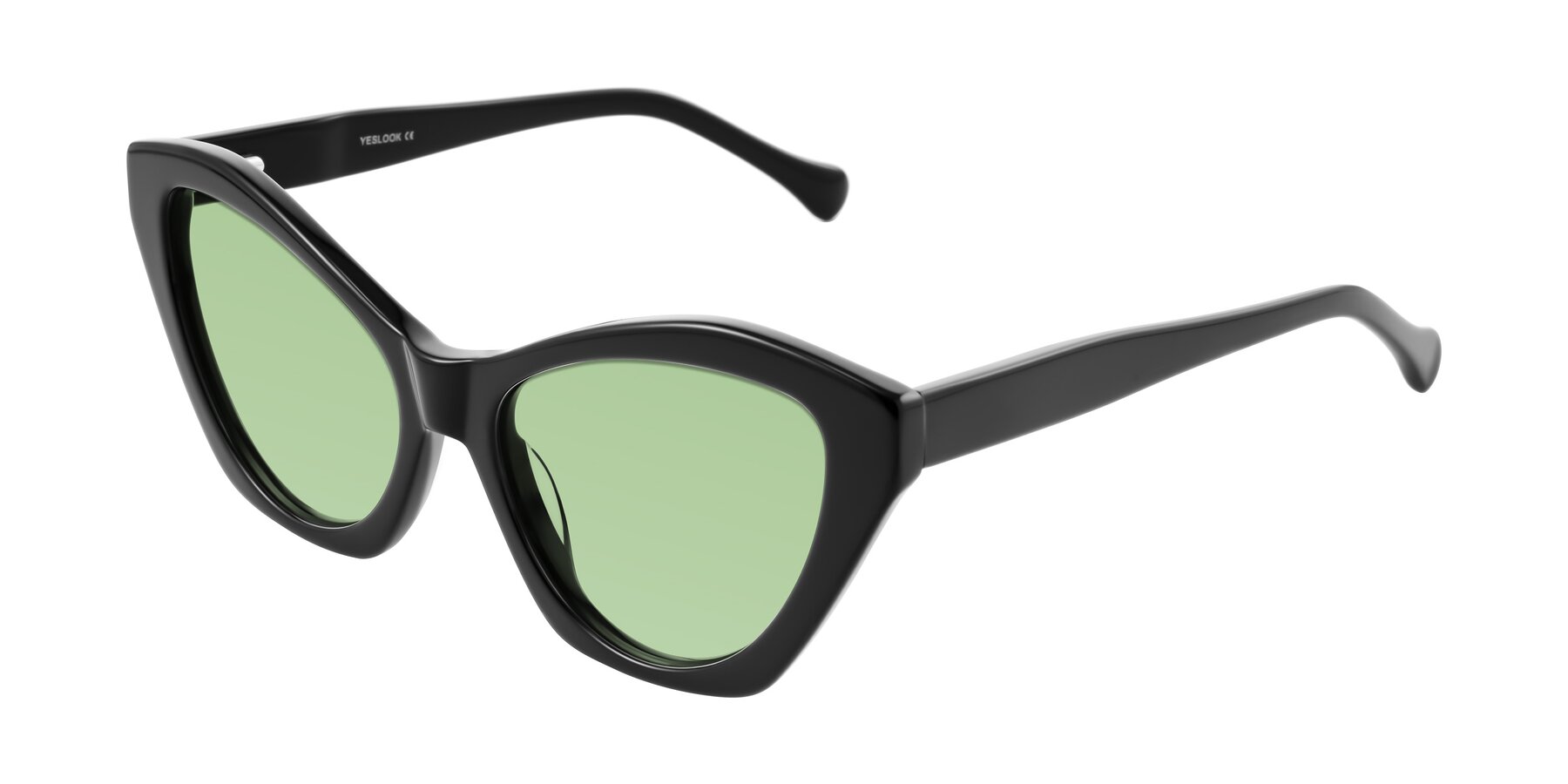 Angle of Limerick in Black with Medium Green Tinted Lenses