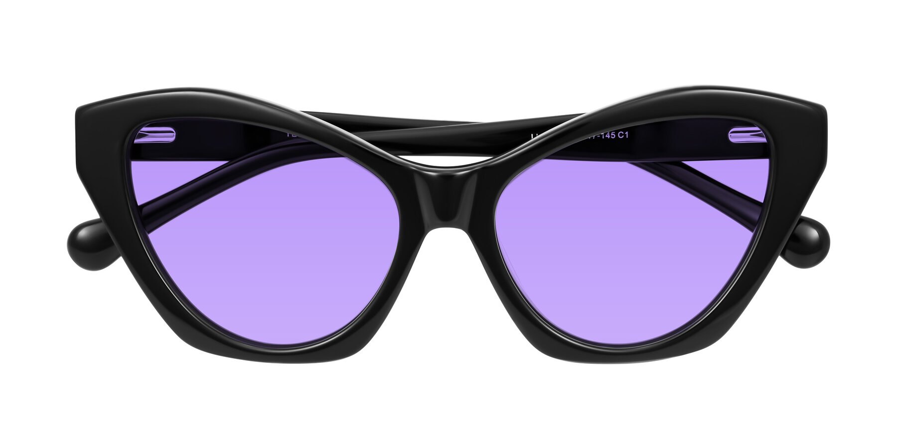 Folded Front of Limerick in Black with Medium Purple Tinted Lenses