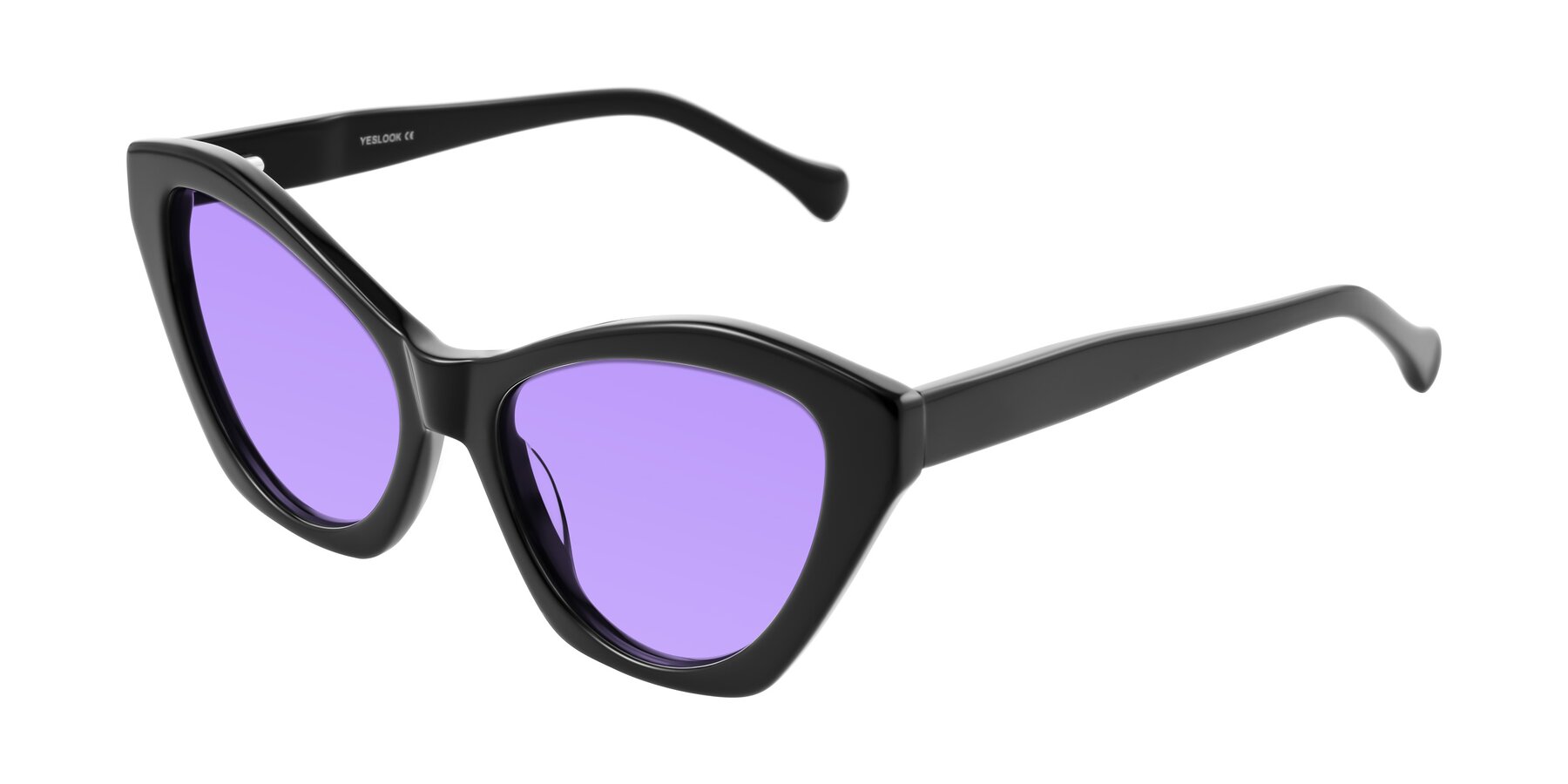Angle of Limerick in Black with Medium Purple Tinted Lenses