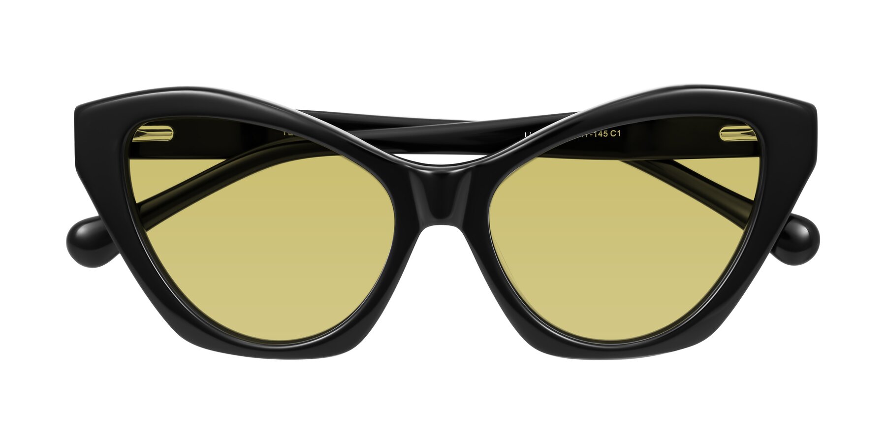 Folded Front of Limerick in Black with Medium Champagne Tinted Lenses