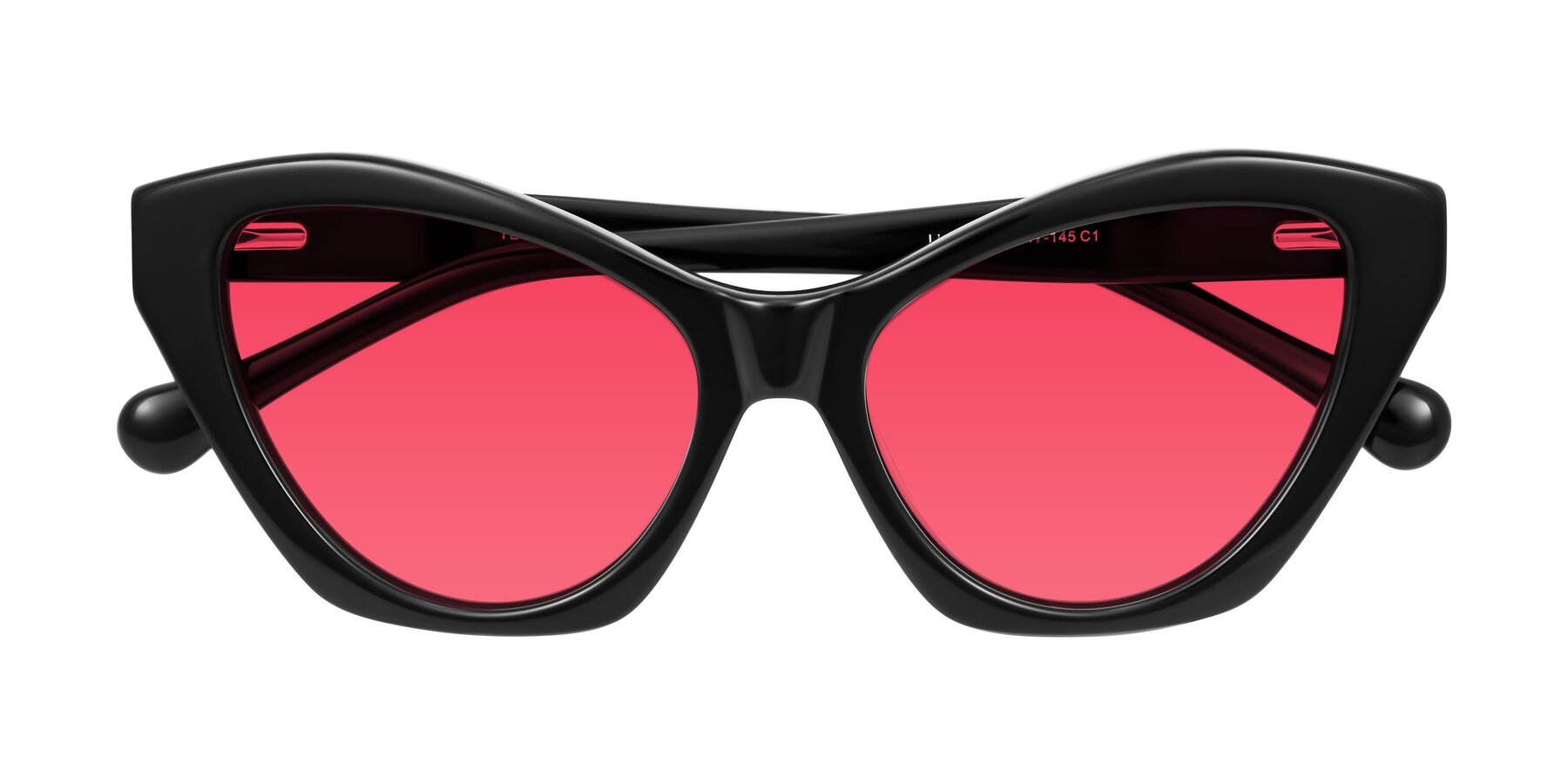 Folded Front of Limerick in Black with Red Tinted Lenses