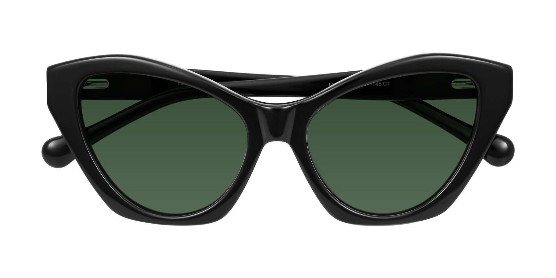 Folded Front of Limerick in Black with Green Tinted Lenses
