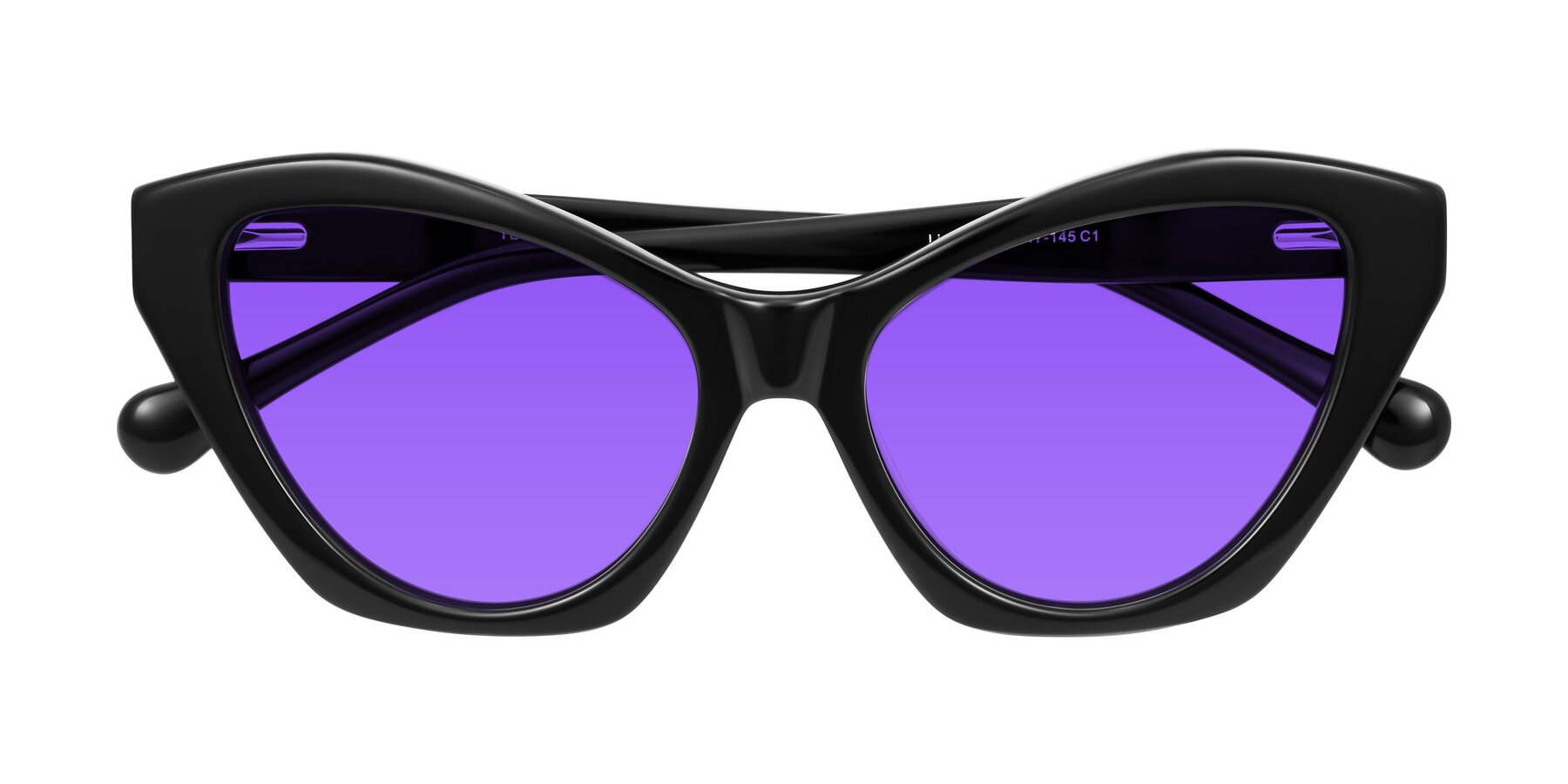 Folded Front of Limerick in Black with Purple Tinted Lenses