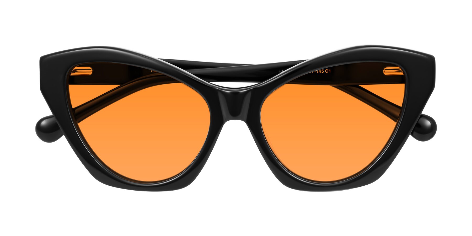 Folded Front of Limerick in Black with Orange Tinted Lenses