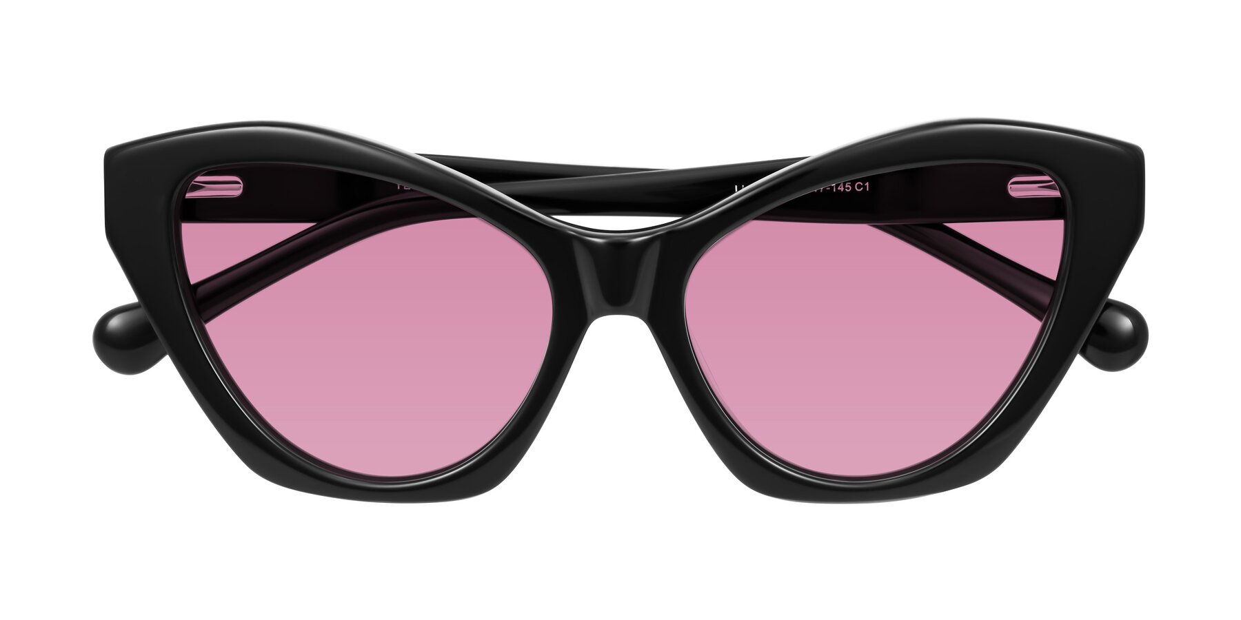 Folded Front of Limerick in Black with Medium Wine Tinted Lenses