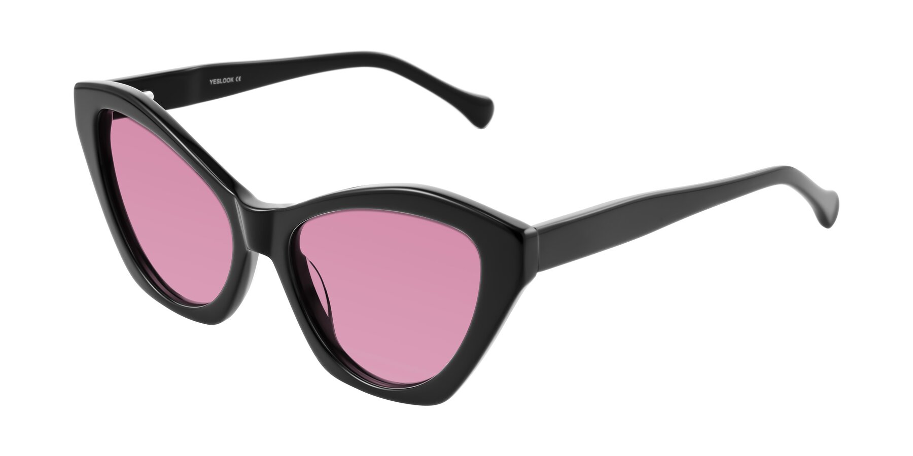 Angle of Limerick in Black with Medium Wine Tinted Lenses