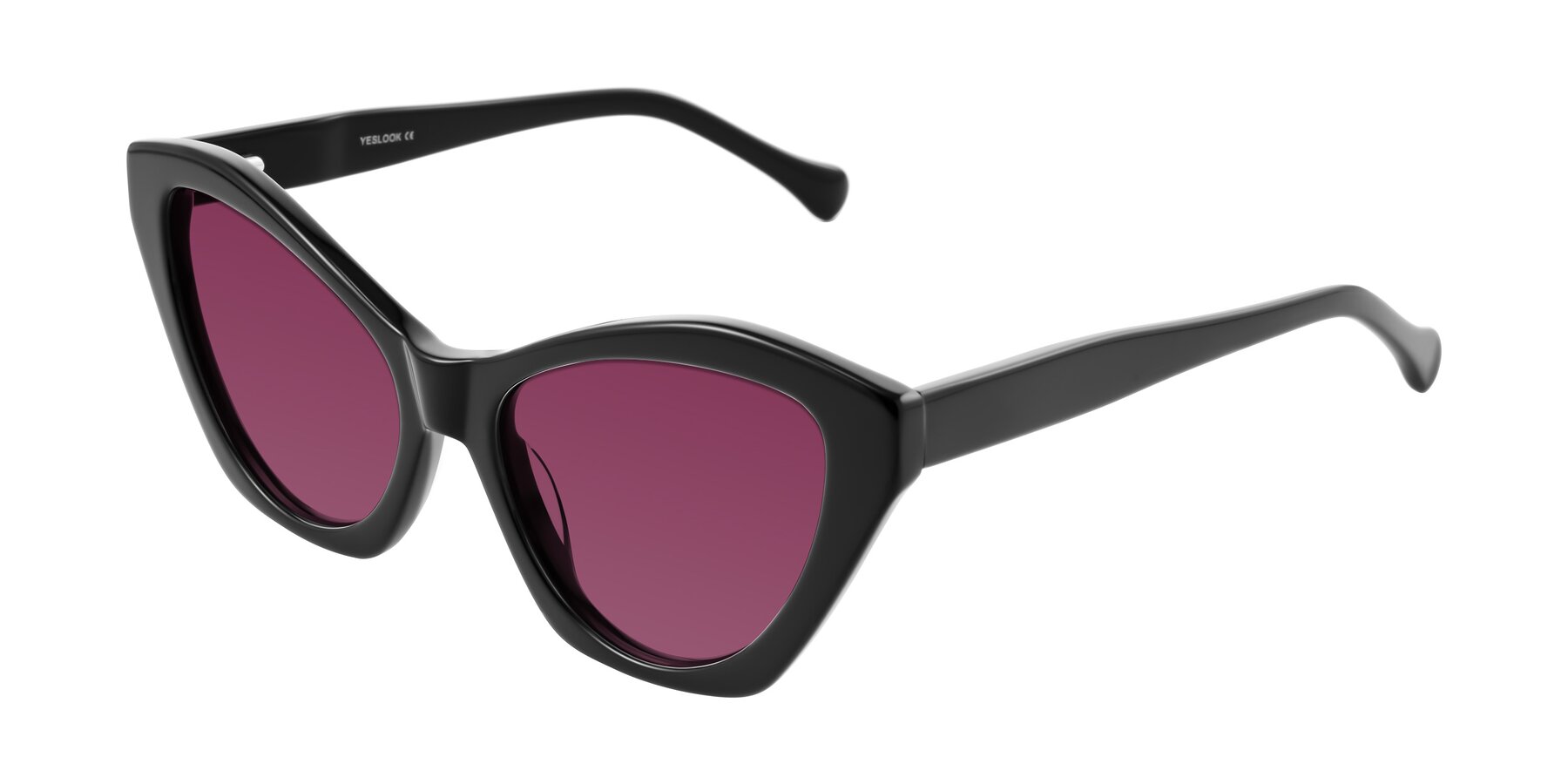 Angle of Limerick in Black with Wine Tinted Lenses