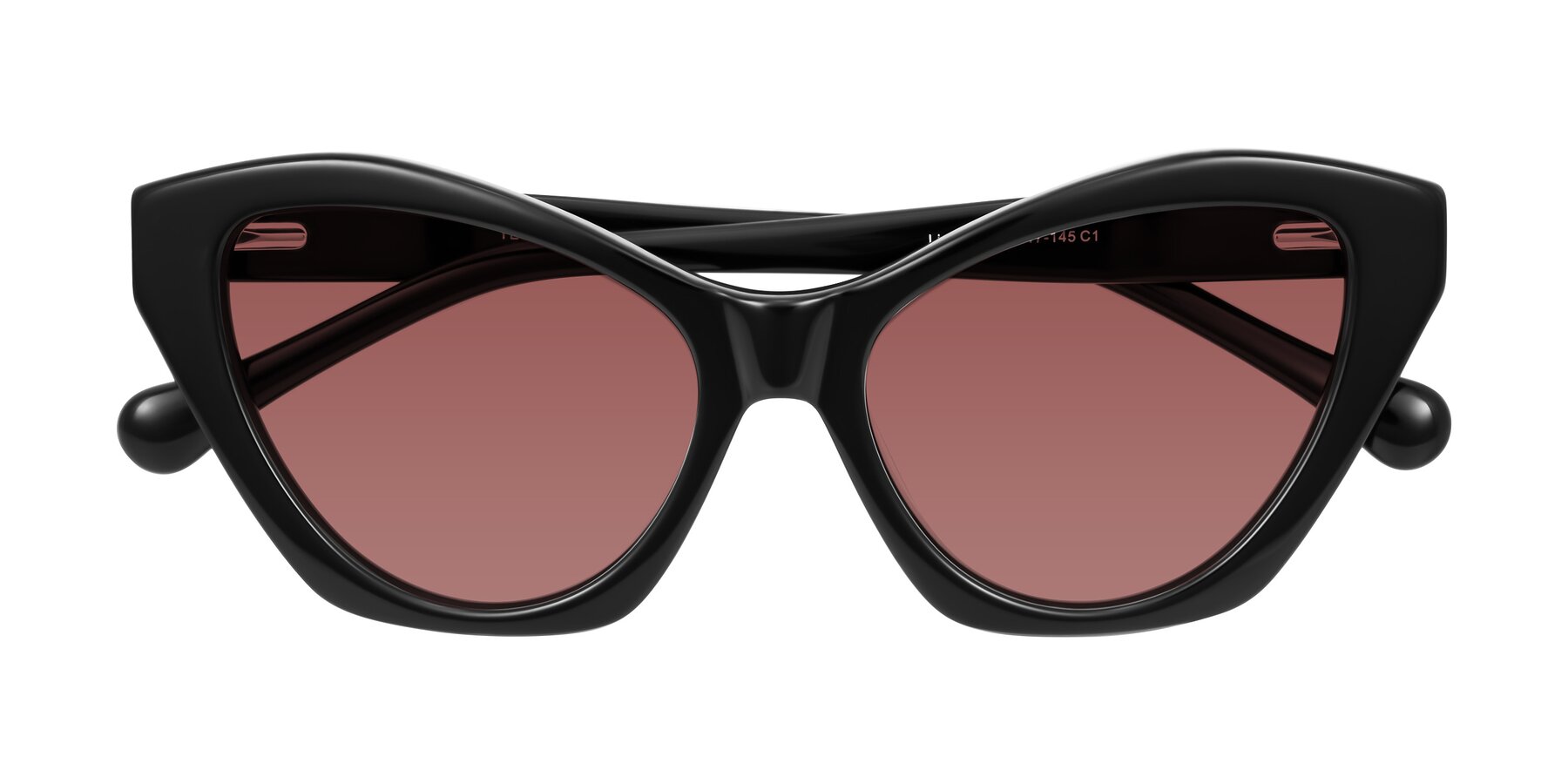 Folded Front of Limerick in Black with Garnet Tinted Lenses