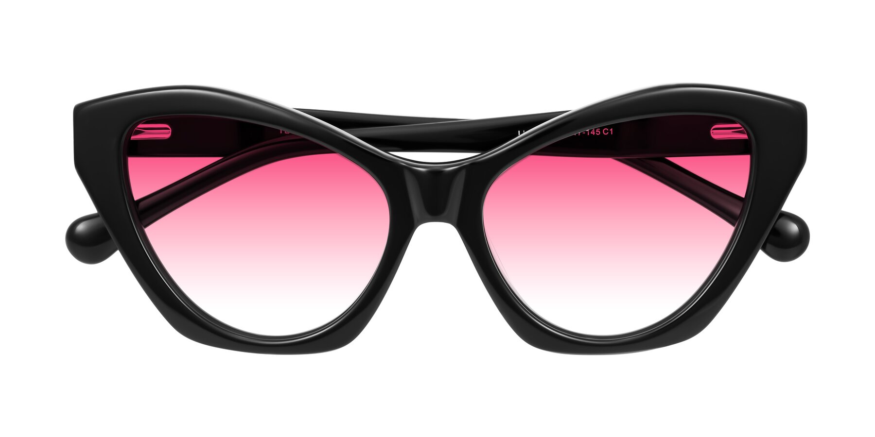 Folded Front of Limerick in Black with Pink Gradient Lenses