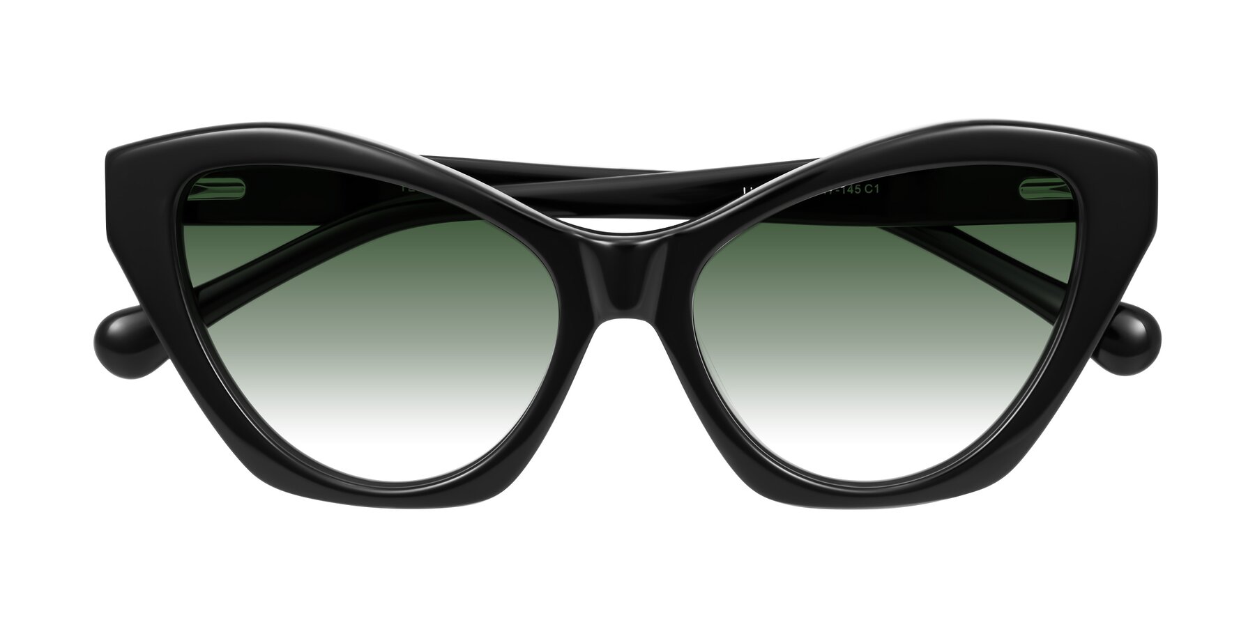 Folded Front of Limerick in Black with Green Gradient Lenses