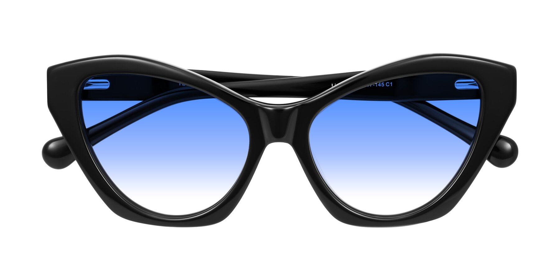 Folded Front of Limerick in Black with Blue Gradient Lenses