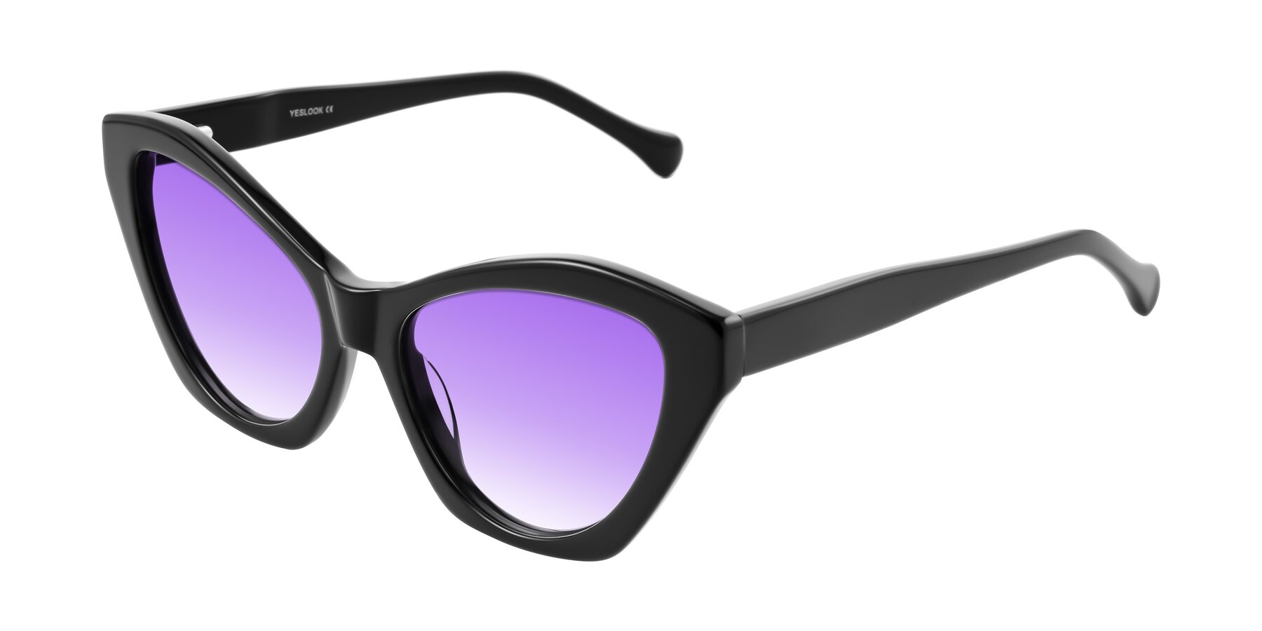 Angle of Limerick in Black with Purple Gradient Lenses