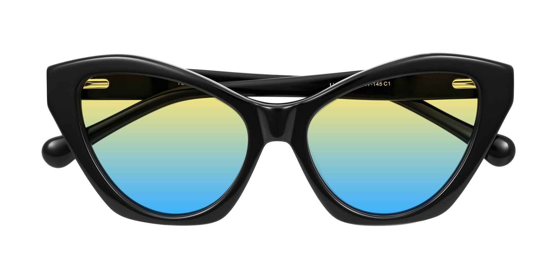 Folded Front of Limerick in Black with Yellow / Blue Gradient Lenses