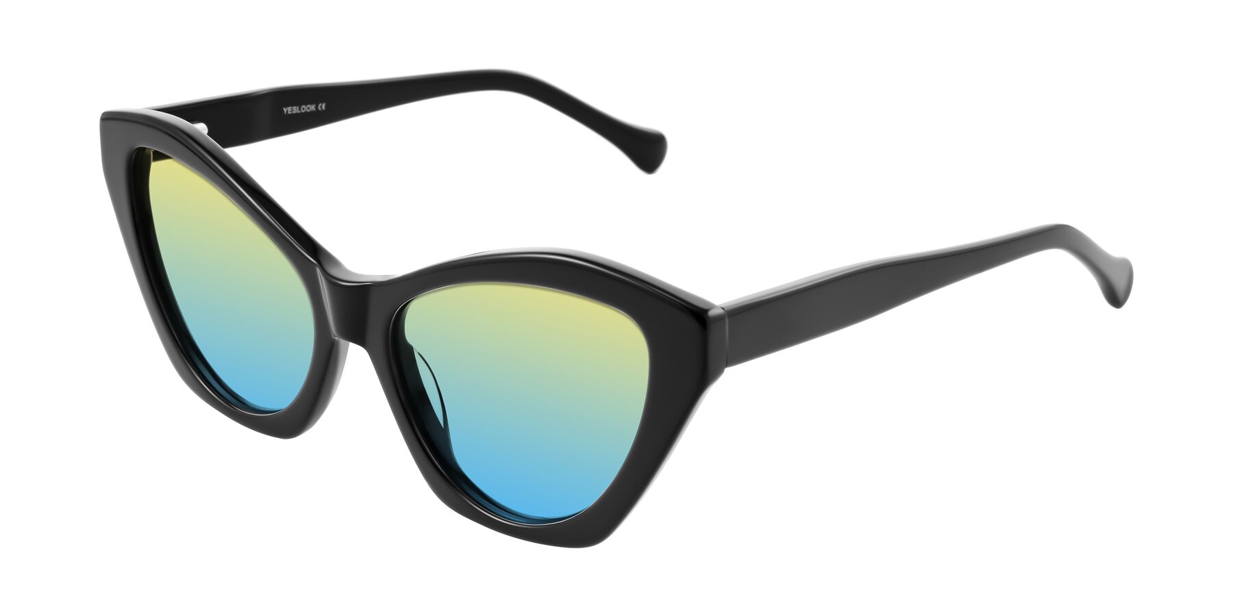 Angle of Limerick in Black with Yellow / Blue Gradient Lenses