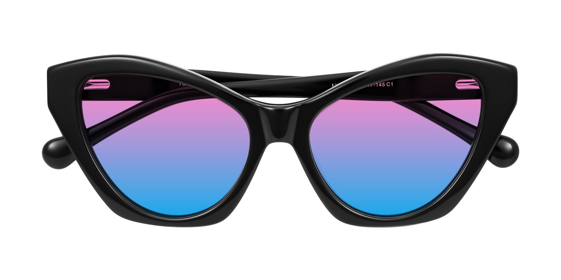Folded Front of Limerick in Black with Pink / Blue Gradient Lenses