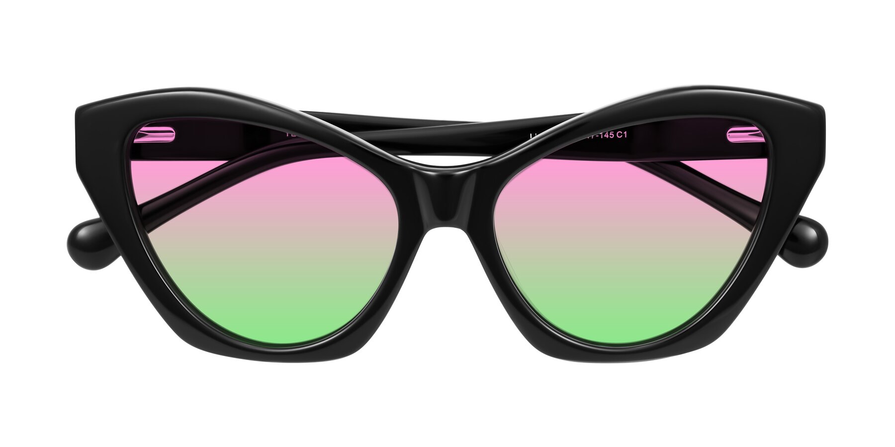 Folded Front of Limerick in Black with Pink / Green Gradient Lenses