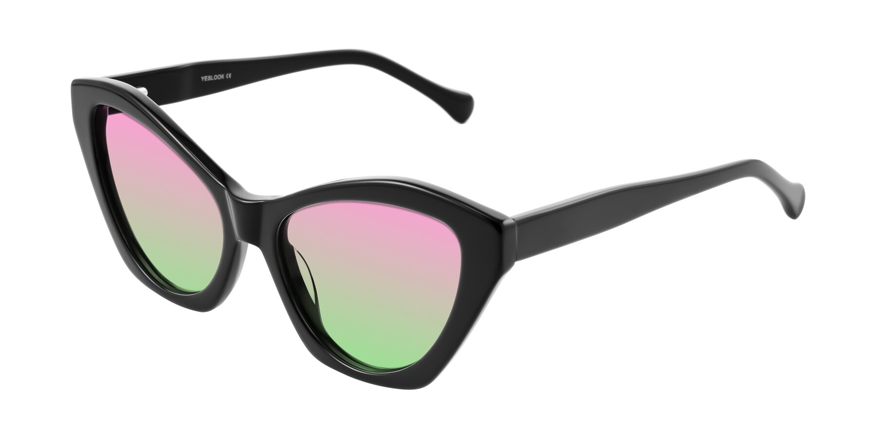 Angle of Limerick in Black with Pink / Green Gradient Lenses