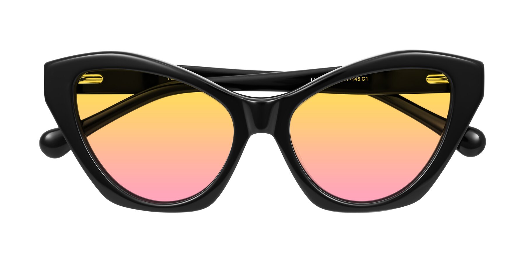 Folded Front of Limerick in Black with Yellow / Pink Gradient Lenses