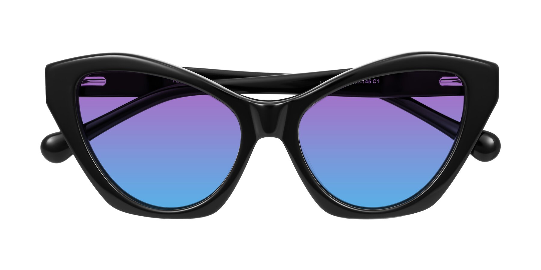 Folded Front of Limerick in Black with Purple / Blue Gradient Lenses