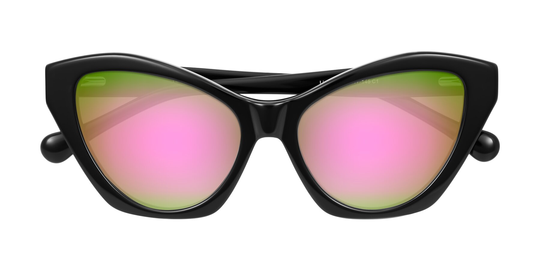 Folded Front of Limerick in Black with Pink Mirrored Lenses