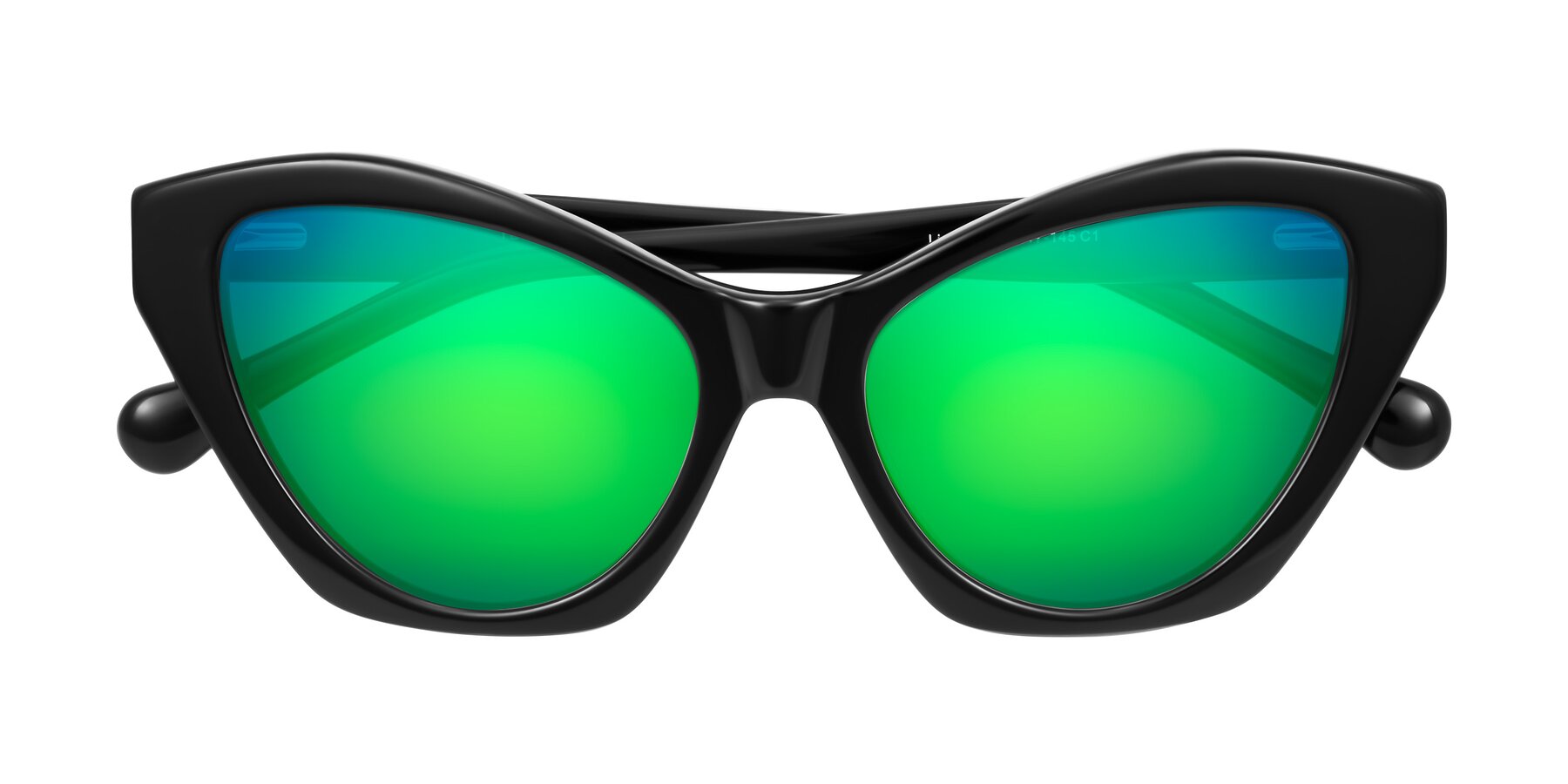 Folded Front of Limerick in Black with Green Mirrored Lenses
