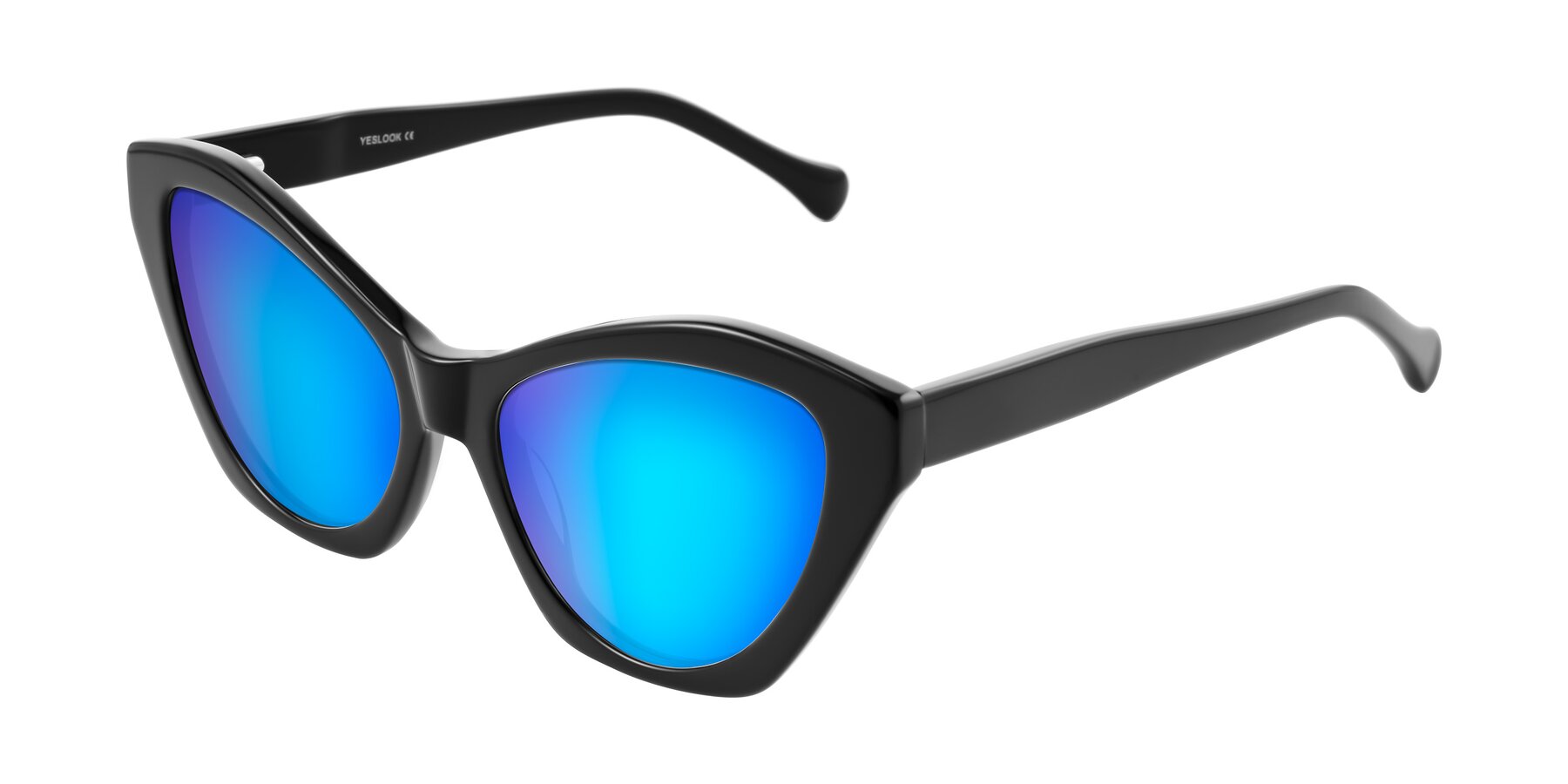 Angle of Limerick in Black with Blue Mirrored Lenses