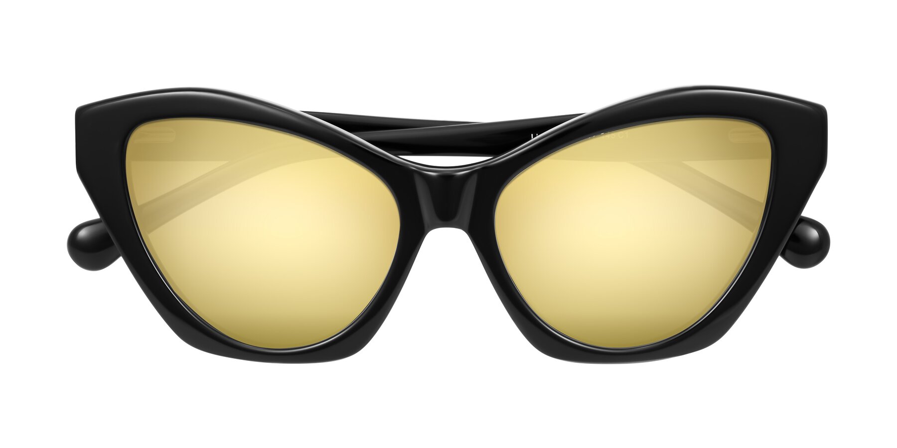 Folded Front of Limerick in Black with Gold Mirrored Lenses