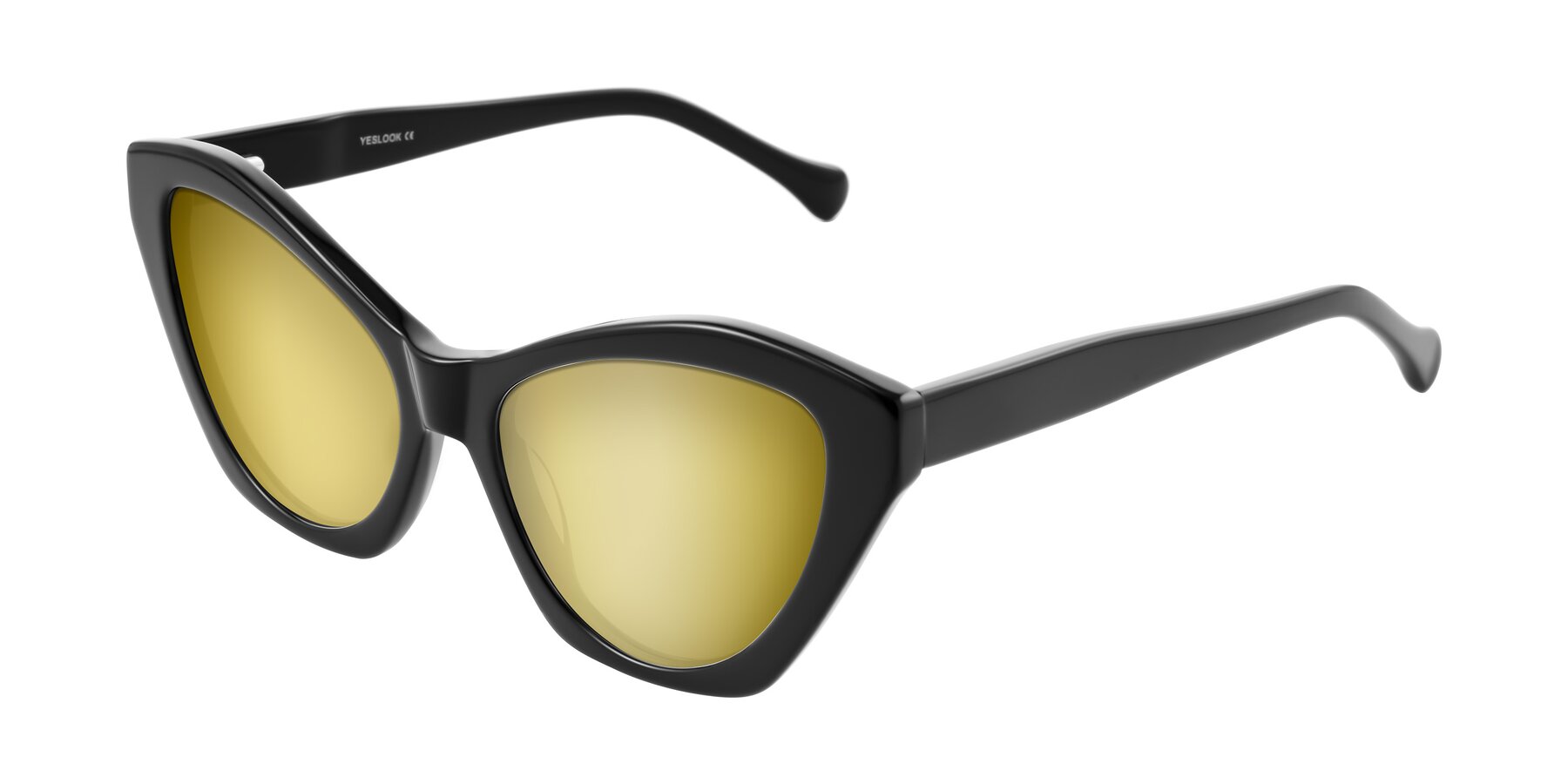 Angle of Limerick in Black with Gold Mirrored Lenses