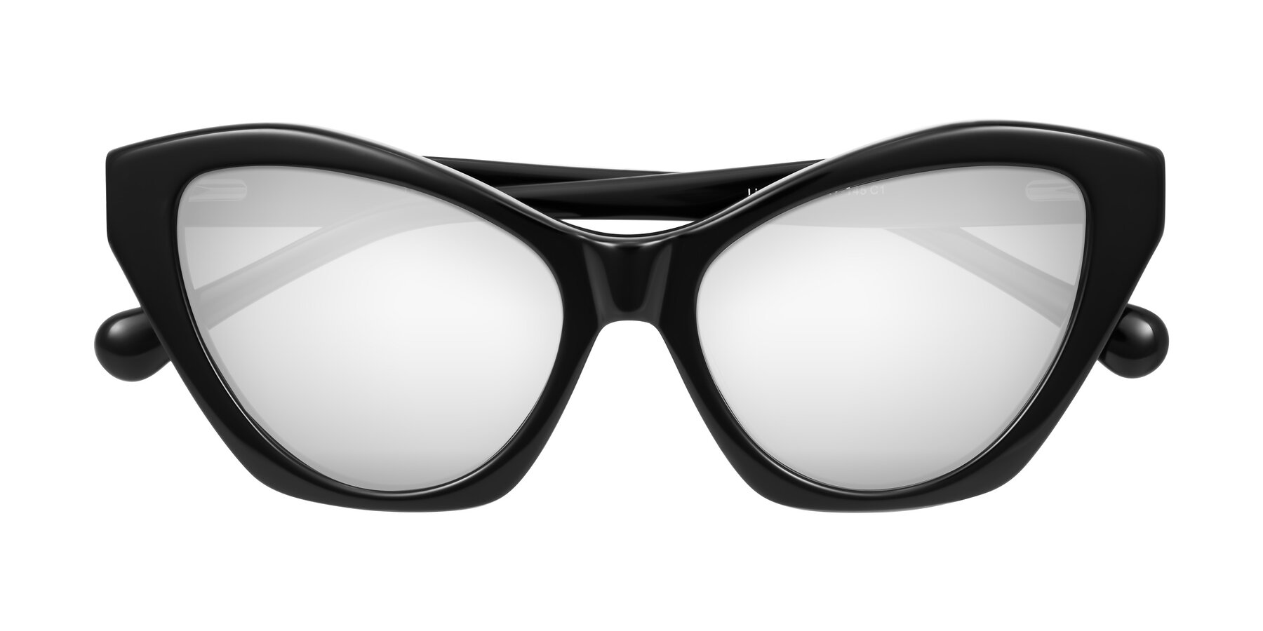 Folded Front of Limerick in Black with Silver Mirrored Lenses