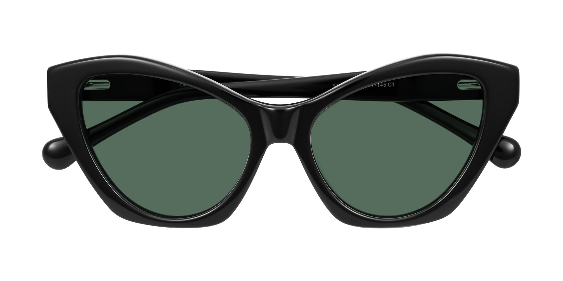Folded Front of Limerick in Black with Green Polarized Lenses