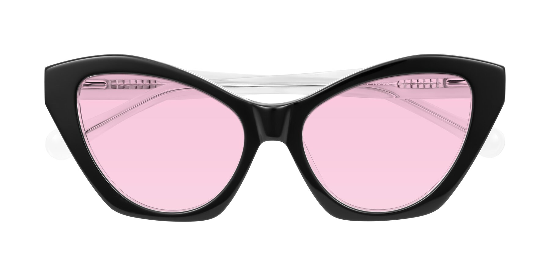 Folded Front of Limerick in Black/Clear with Light Pink Tinted Lenses