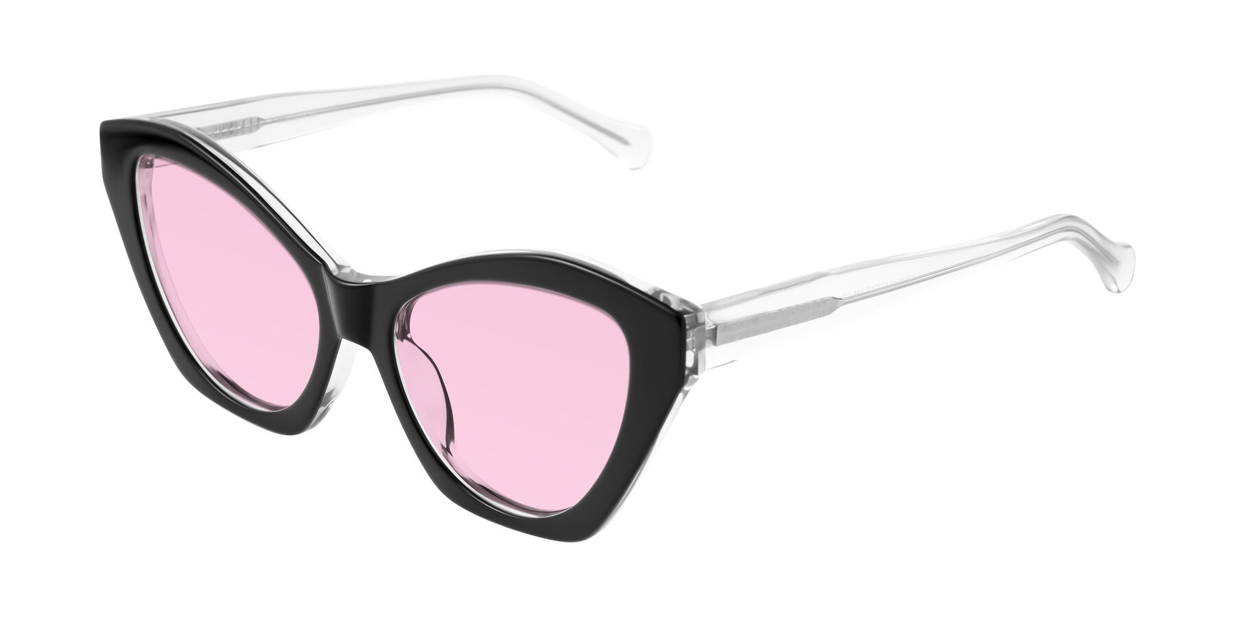 Angle of Limerick in Black/Clear with Light Pink Tinted Lenses