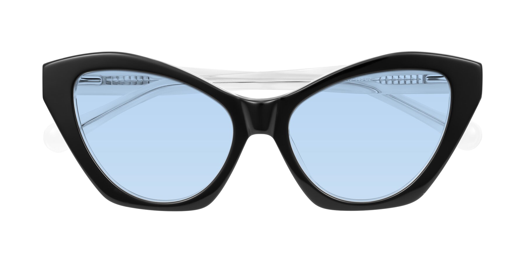Folded Front of Limerick in Black/Clear with Light Blue Tinted Lenses