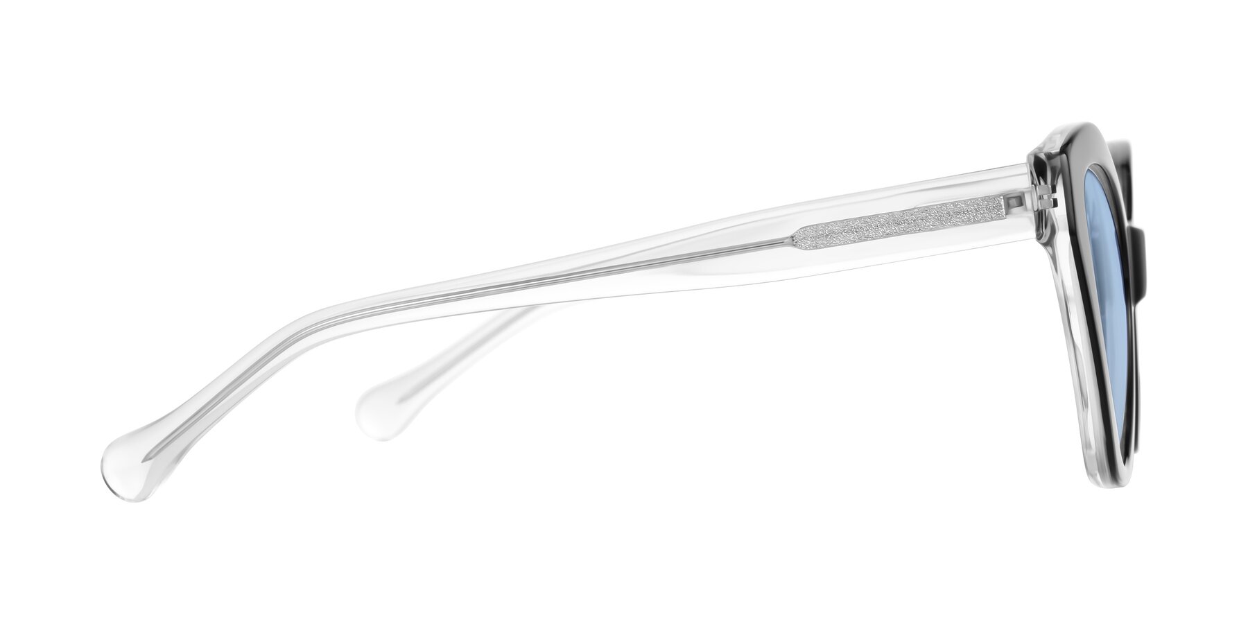 Side of Limerick in Black/Clear with Light Blue Tinted Lenses